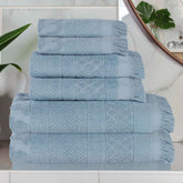 Rolla Cotton Geometric Jacquard Plush Soft Absorbent 6 Piece Towel Set